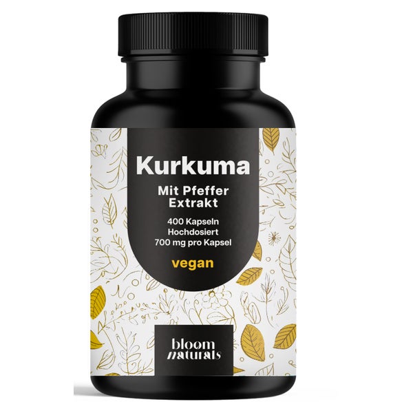 Kurkuma Curcumin Piperin - 400 Kapseln - Bloom Naturals 400 St