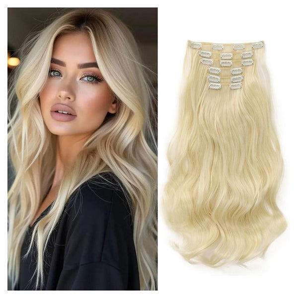 Extensions Clip in synthetische Haare 48 cm Platinblond 1 St