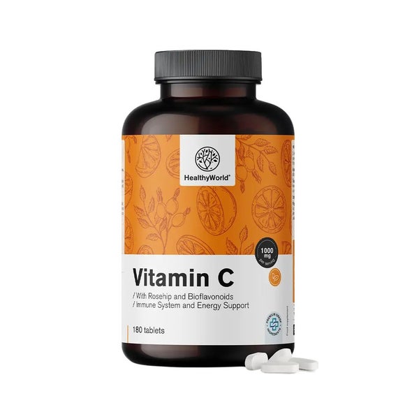 HealthyWorld Vitamin C 1000 mg mit Hagebutte und Bioflavonoiden 180 St