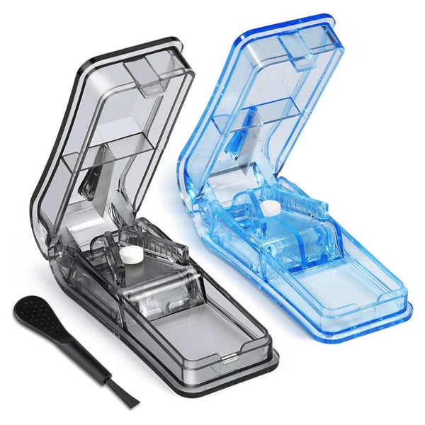 Tablettenteiler für Tabletten 2er Set Blau/Schwarz BPA-frei 1 St