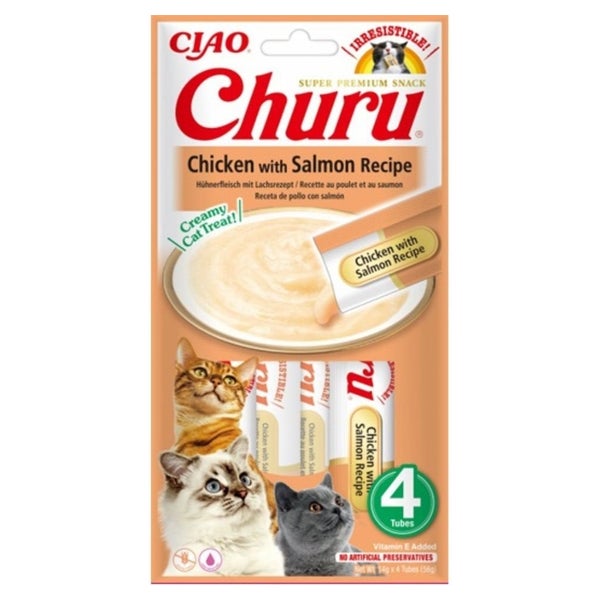 INABA Churu Chicken with salmon 4x14g Huhn mit Lachs für die Katze 0,056 kg