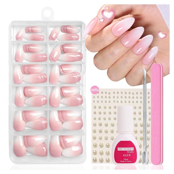 Falsche Nägel Tips Set 120 Französisch Weiß Rosa Baby Pink L 1 St
