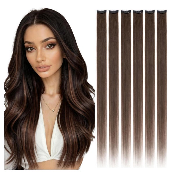 Rich Choices Clip in Extensions Echthaar Braun 50cm 6 Stück #2 Dunkelbraun