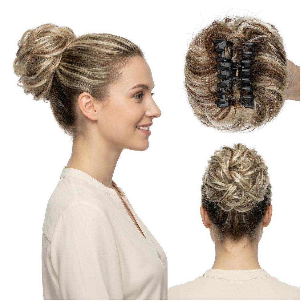 Haarteil Echthaar Messy Bun #4 613 Schokoladenbraun Gebleich 1 St
