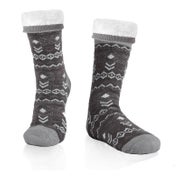 Wintersocken Herren Thermo Anti Rutschsohle Gestreift Grau 1 St