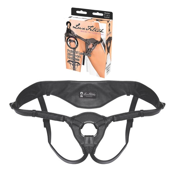Lux Fetish -Patent Leather Strap-on Harness Black