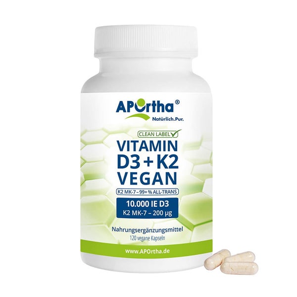 Veganes Vitamin D3 10.000 IE + K2 MK-7 Cyclo® 200 µg-Kapseln 120 St