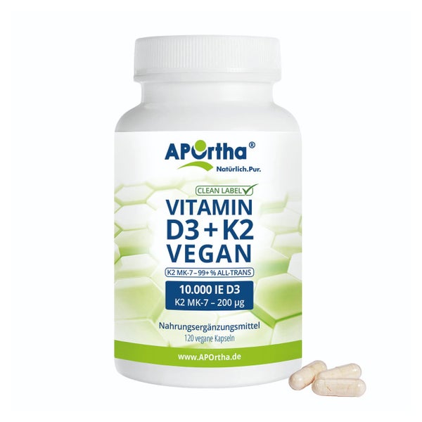 Veganes Vitamin D3 10.000 IE + K2 MK-7 Cyclo® 200 µg-Kapseln 120 St