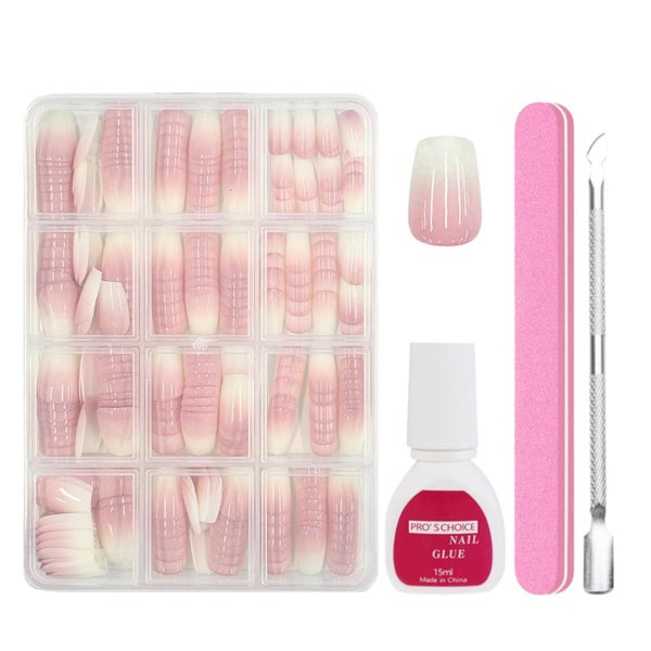 Falsche Nägel Tips Set 240 Französisch Aufkleben Short Coffi 1 St