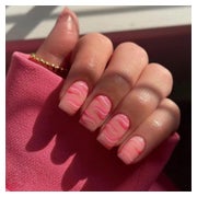 Falsche Nägel Kurz Squoval Swirl French 24St Acryl Pink 1 St