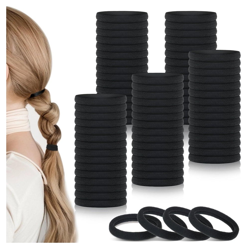 100 Stück schwarze Haargummis nahtlos elastisch Pferdeschwan 1 St