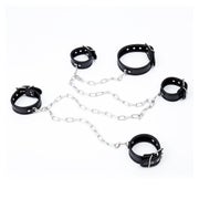 Halsband, Hand- und Fußfesseln-Set inklusive 1 Meter Kette in Schwarz/Silber 1 St
