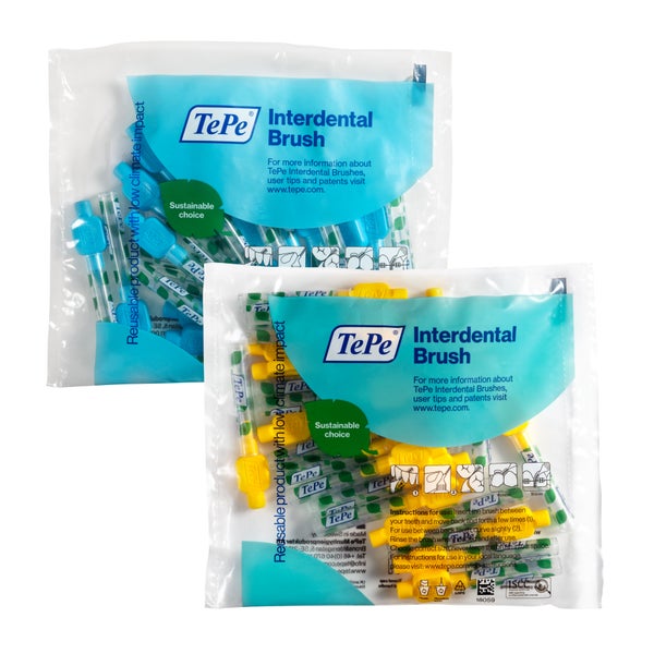 TePe Interdentalbürsten 2er Set, Blau + Gelb 40 St