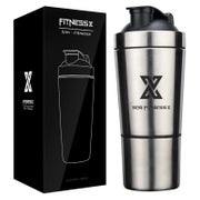 Edelstahl Protein Shaker 700ml + 200ml Sport Fitness Eiweiß 1 St