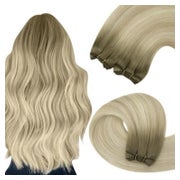Tressen Echthaar Weft Blond Aschblond Ombre 50cm 2-Weft-1-#S 1 St