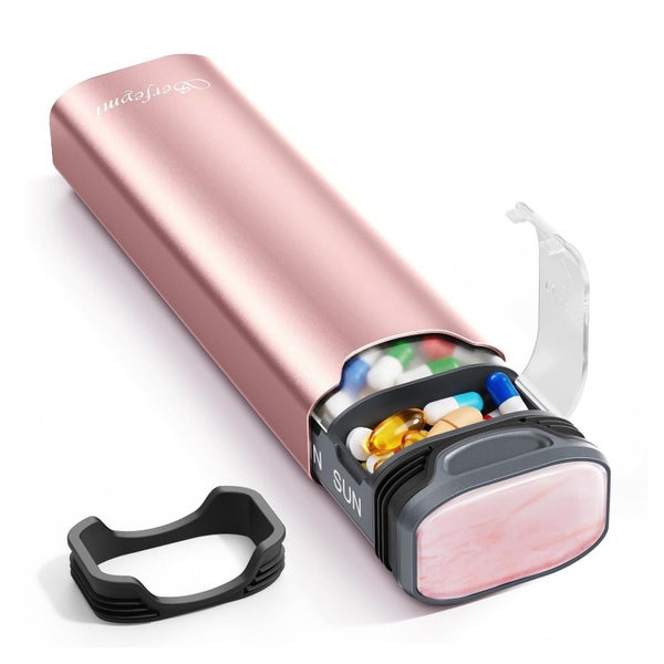 Serfeymi 7-Tage-Pillendose Metall Rosa