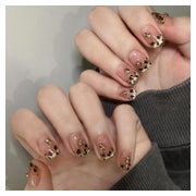 Künstliche Nägel Press on Kurz Nude Leopard French Strass mi 1 St