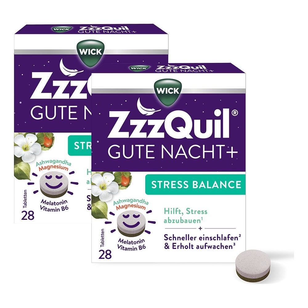 WICK ZzzQuil® Gute Nacht+ Stress Balance Doppelpack 2X28 St