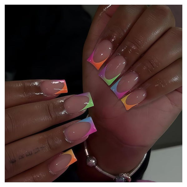 Nagel kurz quadratisch Farbverlauf French Tip glänzend Nude 1 St