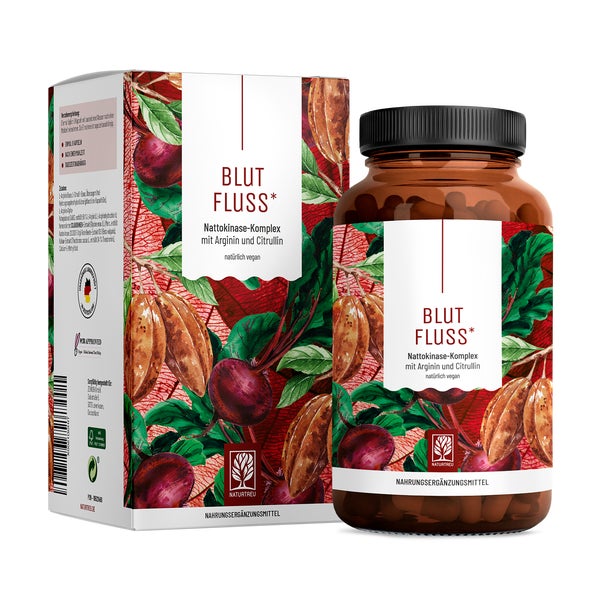 Nattokinase Komplex mit Citrullin und Arginin - L-Arginin Base, L-Arginin (AAKG), L-Citrullin Base - BLUTFLUSS - 180 vegane Kapseln - NATURTREU® 180 St