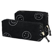 Kosmetiktasche Cord klein Kulturtasche Damen Black-2set-b 1 St