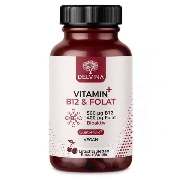 Delvina Vitamin B12 + Folat PRO Lutschtabletten - Kirsche 90 St