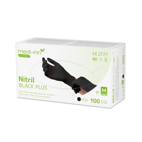 Medi-Inn Nitril Black Plus Einmalhandschuhe, schwarz, puderfrei, Gr. S 1000 St