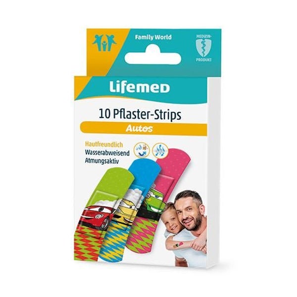 Lifemed Pflaster-Strips 6 cm x 1,7 cm farbig "Autos" 10 Stück, 6 Pack 60 St