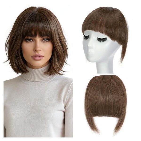S-noilite Clip-in-Pony, Synthetischer Französischer Pony mit Haarclip, Helles