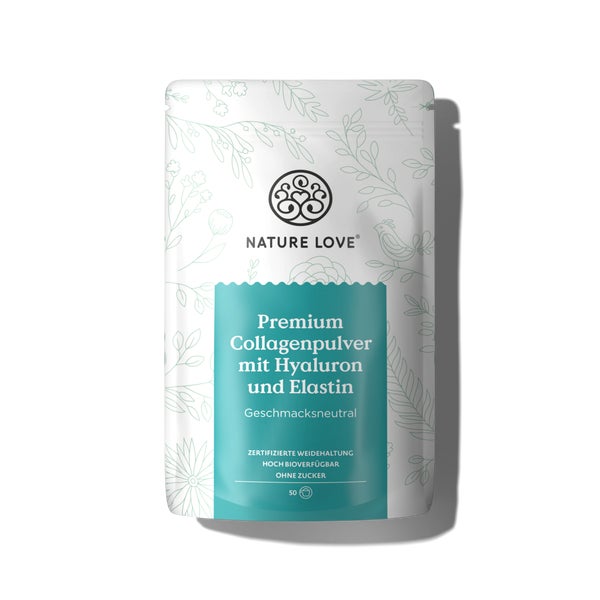 Premium Collagenpulver mit Hyaluron und Elastin 500 Gramm Pulver Nature Love  g