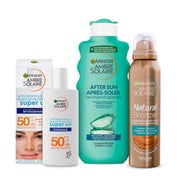 Garnier Pflegeset für gebräunte Haut, Mit Sonnencreme LSF 50+ mit Hyaluron, Selbstbräuner Spray 1 St