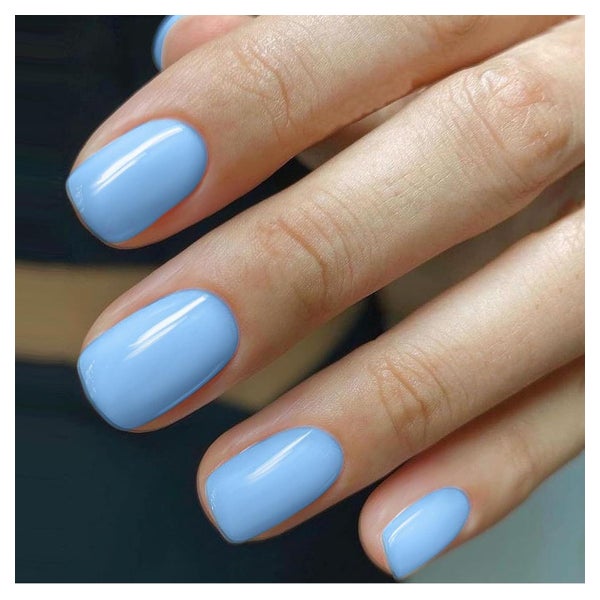 Falsche Nägel Französische Kurz Eckig 24 Acrylnägel Hellblau 1 St