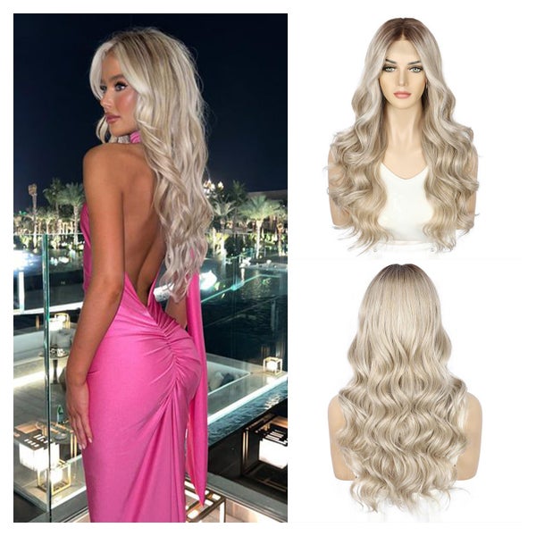 Perücke Lace Front 13x4 22inch Synthetik Körperwelle blond H 1 St