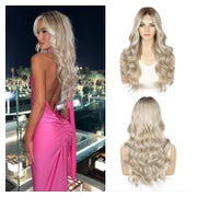 Perücke Lace Front 13x4 22inch Synthetik Körperwelle blond H 1 St