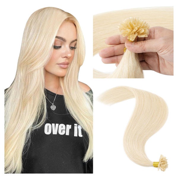 Extensions Echthaar Bondings Keratin UTip 50 cm-50g 60 Plati 1 St