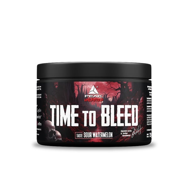 PEAK Time to Bleed - 225g - Geschmack Sour Watermelon I 15 Portionen I Pre-Workout Booster für Fokus, Konzentration & Energie I mit Zynamite®, Cognizin® und enXtra I erhöhter Koffeingehalt