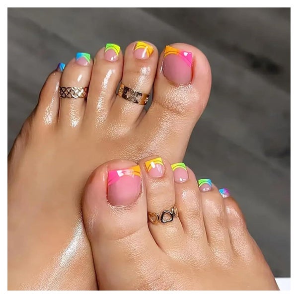 Falsche Zehennägel 24 Stück Acryl Set Frauen DIY Regenbogen 1 St