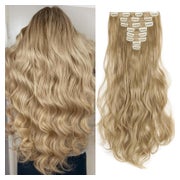 TESS Clip in Haarteile, Mittelblond, Gewellt, 8 Tressen, 18 Clips, 43cm