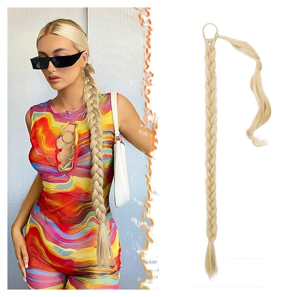 Braid Extensions Pferdeschwanz Haarteil Haargummi 76cm Blond 1 St