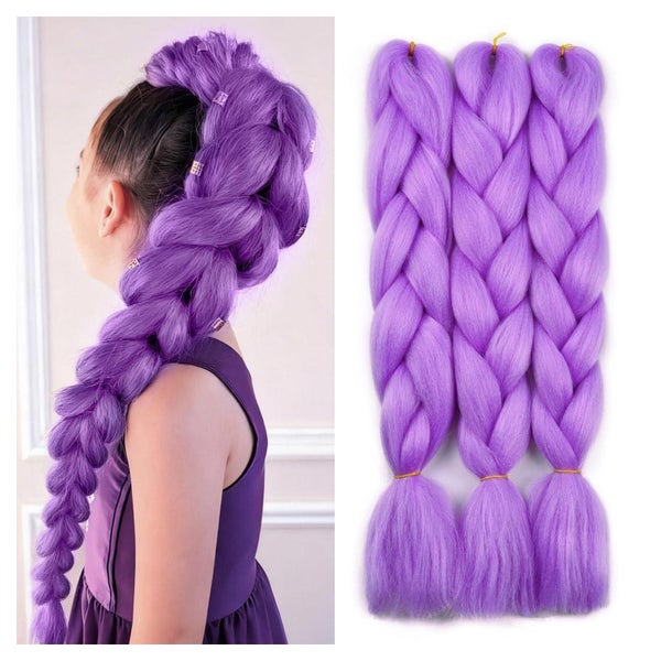 Haar Extensions Lila Kunsthaar 24Zoll JumboBraids Zopf A36# 1 St