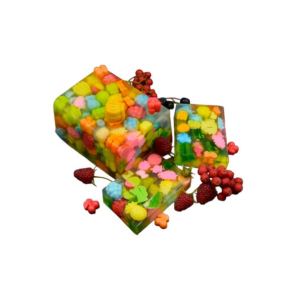 Nesbel Seife Fruchtmix – bunt & süß | Glycerin & Ziegenmilch 100 g