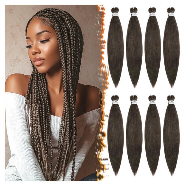 Braiding Haare Extensions Synthetik Crochet 8er 4# Dunkelbra 1 St