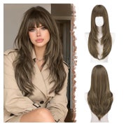 Perücke Braun Blond Pony 60cm Synthetisch Gerade Braun gemis 1 St