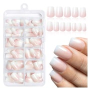 Aufdrücknägel 144 Stück Coffin kurz Ombre rosa weiß 1 St