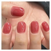 Falschnägel Presson 24Pcs Kurz Squoval Brick Red Bohnenpaste 1 St