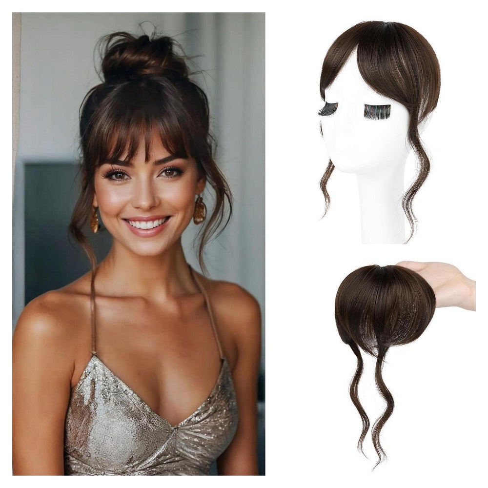 Haarteile Clip in Bangs Pony Schläfenpartie Frauen 30 CM Dun 1 St