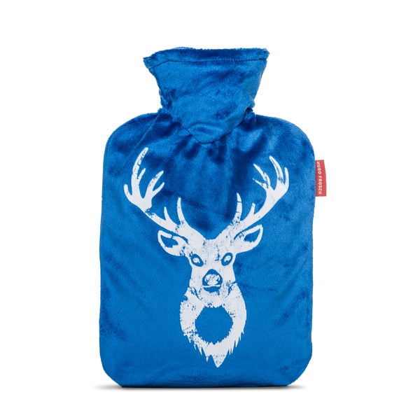Wärmflasche Klassik 1,8 l mit Veloursbezug Hirsch blau 1 St