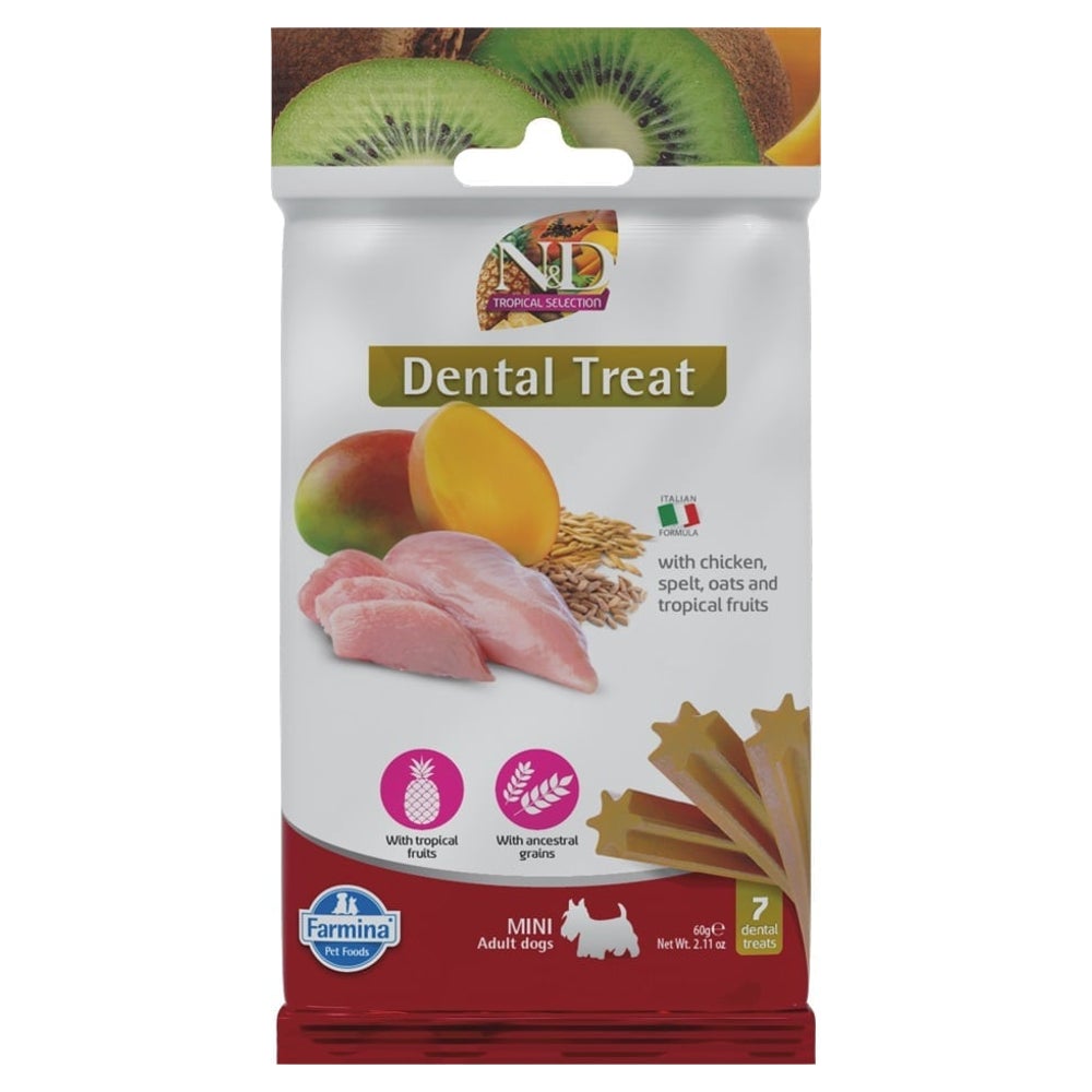 FARMINA N&D Tropical Selection Dental Treat Chicken Mini (7 pcs ) dentale Leckerlis für kleine Hunderassen 0,06 kg