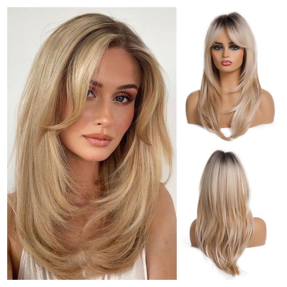 Perücken 20Zoll Synthetische Damen Dunkelwurzeln Blonde 1 St