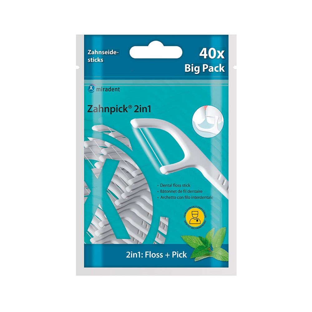 Miradent Zahnpick Zahnseide 2in1 Minze 40 St